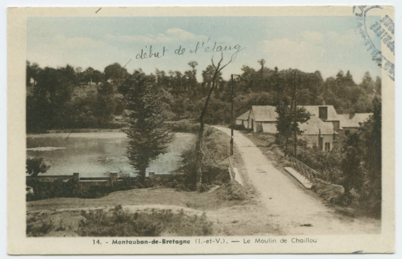 Carte postale ancienne 14. Montauban-de-Bretagne (I.-et-V.). _ Le Moulin de Chaillou