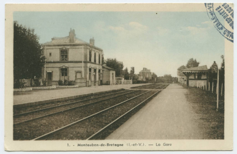 Carte postale ancienne 1. Montauban-de-Bretagne (I.-et-V.). _La Gare