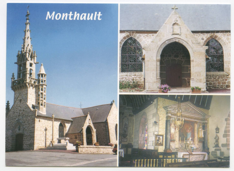 Carte postale ancienne Monthault (35) Son église