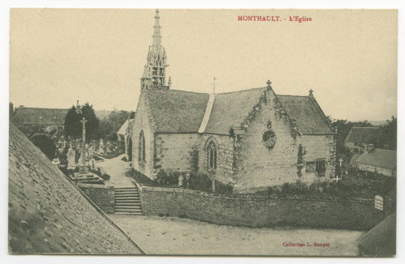 Carte postale ancienne Monthault. - L'Eglise.