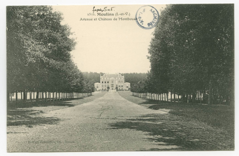 Carte postale ancienne 2522. Moulins (I.-et-V.)  Avenue et Château de Montbouan.