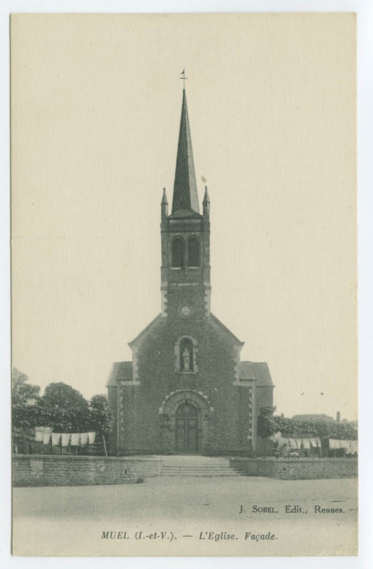 Carte postale ancienne Muel (I.-et-V.). - L'Eglise. Façade.