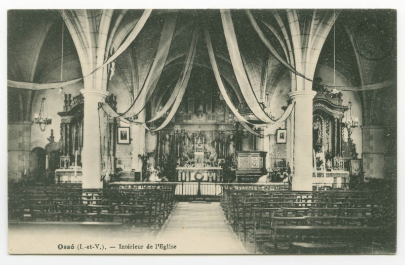 Carte postale ancienne Ossé (I.-et-V.). - Intérieur de l'Eglise.