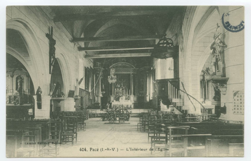 Carte postale ancienne 404. Pacé (I.-&-V.) - L'Intérieur de l'Eglise.