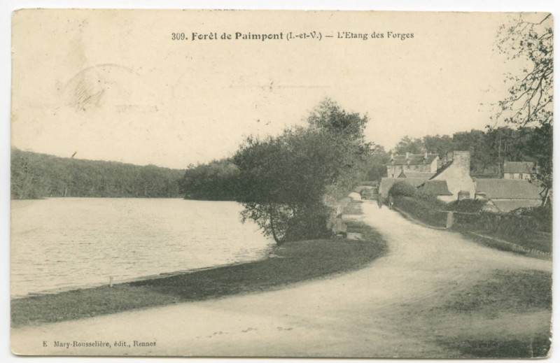 Carte postale ancienne Forêt de Paimpont - Etang des Forges à Paimpont