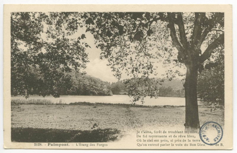Carte postale ancienne 2129. - Paimpont - La Forêt - Etang des Forges.