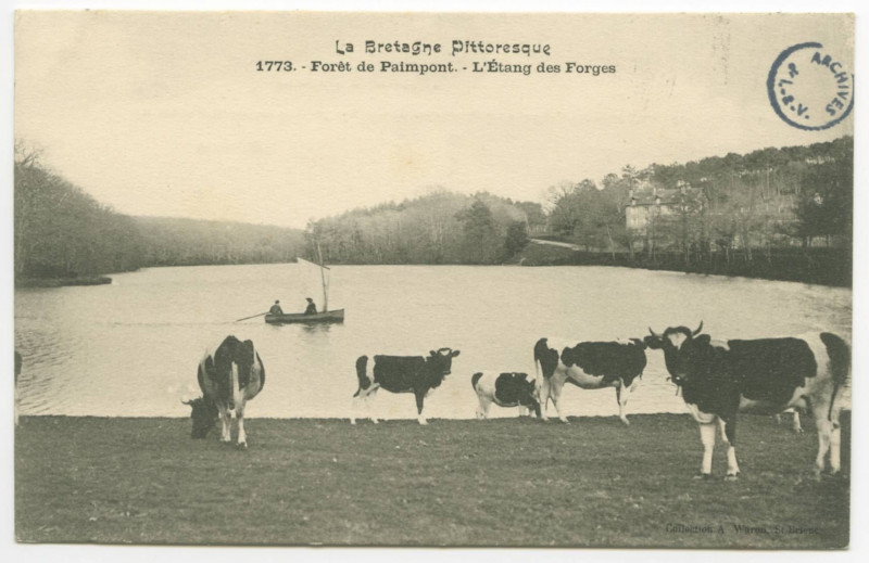 Carte postale ancienne 2128. - Paimpont. - L'Etang des Forges.