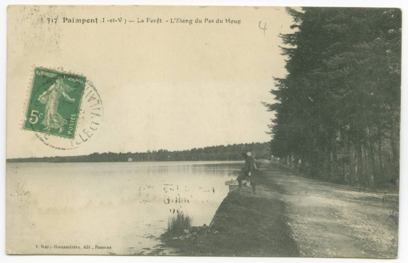 Carte postale ancienne 4672. Forêt de Paimpont (I.-et-V.) - Beauvais - Route de Campénéac et Vaux de Chatenay.
