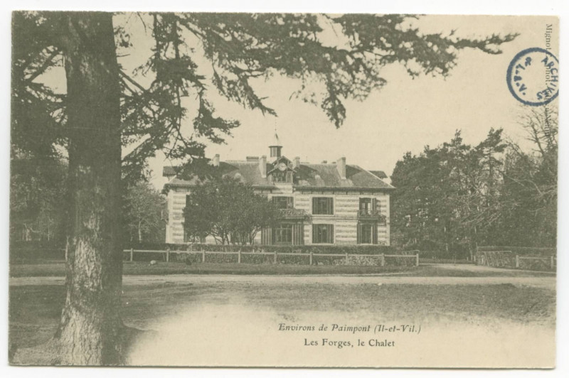 Carte postale ancienne Environs de Paimpont (Il-et-Vil.). Les Forges, le Chalet.