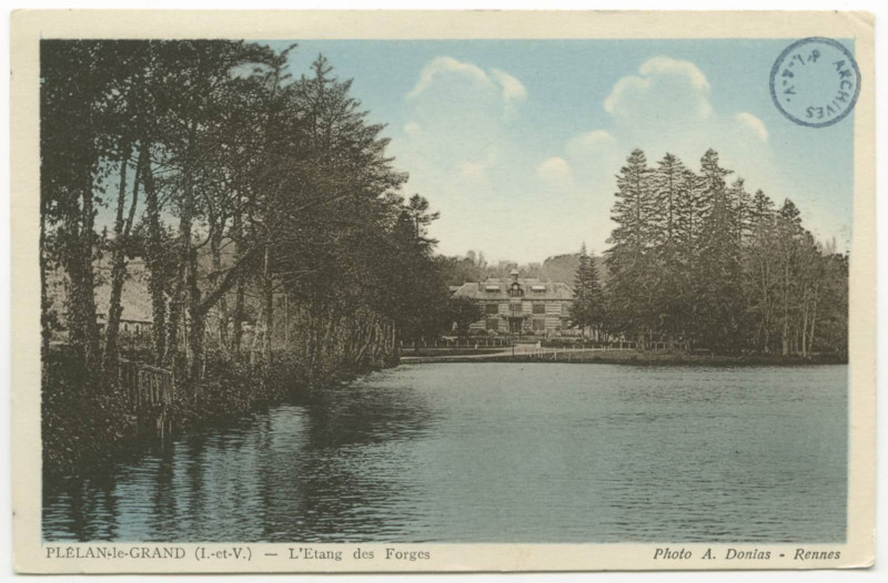 Carte postale ancienne Plelan-le-Grand (I.-et-V.) - L'Etang des Forges.