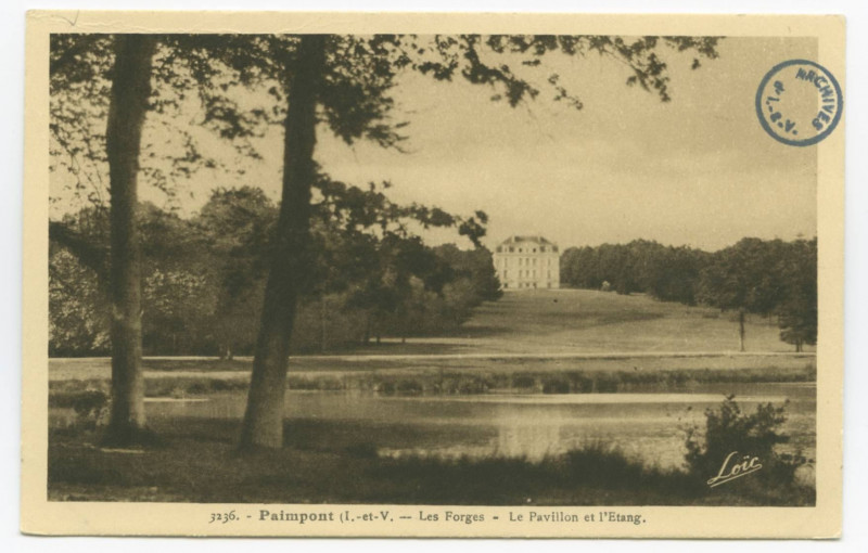 Carte postale ancienne 3236. - Paimpont (I.-et-V.  - Les Forges - Le Pavilllon et l'Etang.
