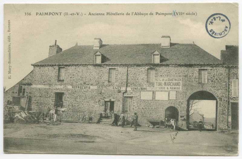Carte postale ancienne 336 Paimpont (Il.-et-V.) - Ancienne Hôtellerie de l'Abbaye de Paimpont (VIIe siècle).