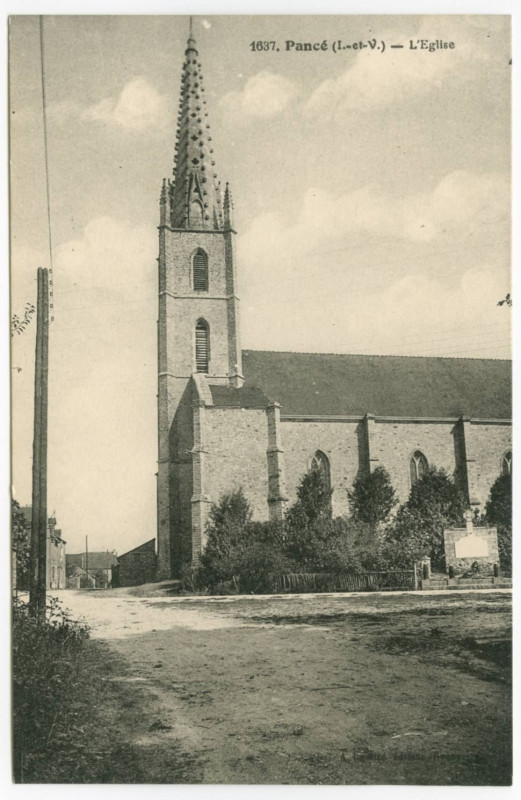 Carte postale ancienne 1637. Pancé (I.-et-V.) - L'Eglise.