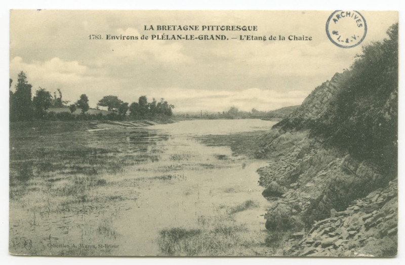 Carte postale ancienne 1783. Environs de Plelan-Le-Grand. - L'Etang de la Chaize.