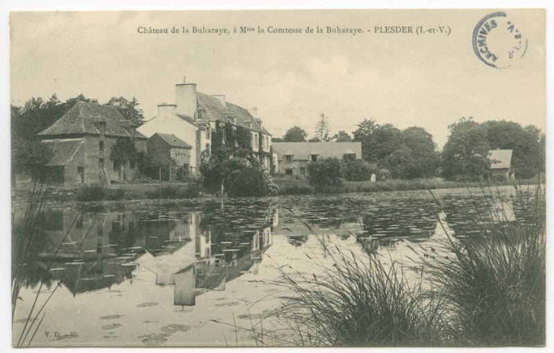 Carte postale ancienne Château de la Buharaye, à Mme la Comtesse de la Buharaye.- Plesder (I.-et-V.)
