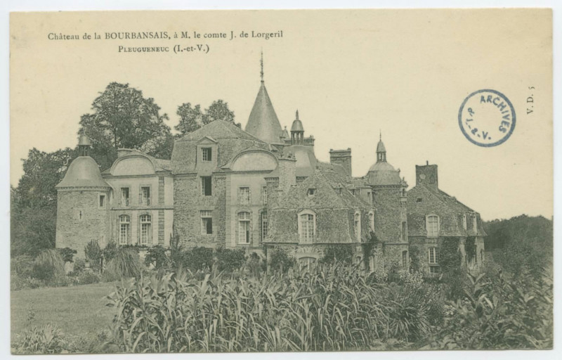 Carte postale ancienne Château de la BOURBANSAIS, à M. le Comte J. de Lorgeril - Pleugueneuc (I.-et-V.)