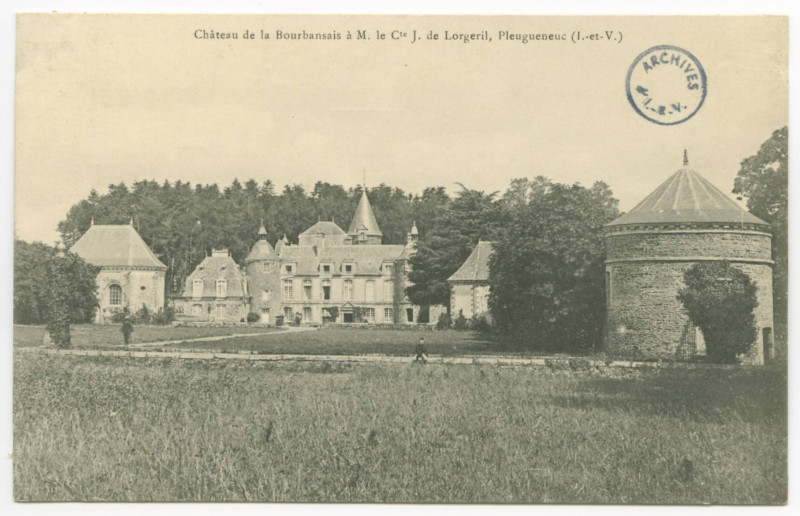 Carte postale ancienne Château de la Bourbansais à M. le Cte J. de Lorgeril, Pleugueneuc (I.-et-V.). -
