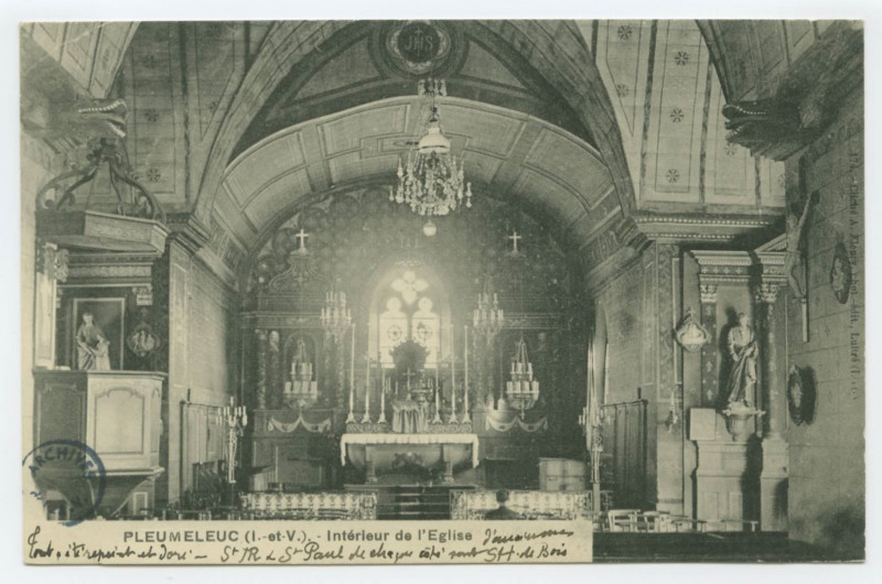 Carte postale ancienne Pleumeleuc (I.-et-V.) - Intérieur de l'Eglise