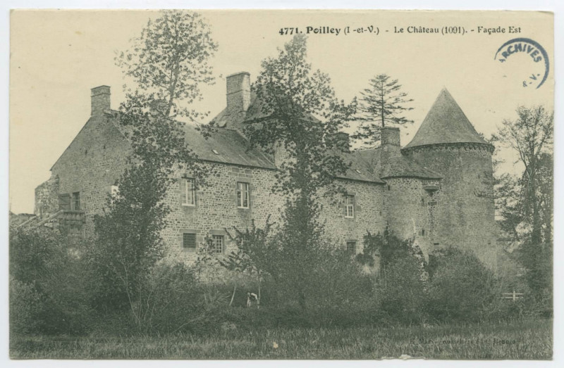 Carte postale ancienne 4771. Poilley (I.-et-V.) - Le château (1091).- Façade Est.
