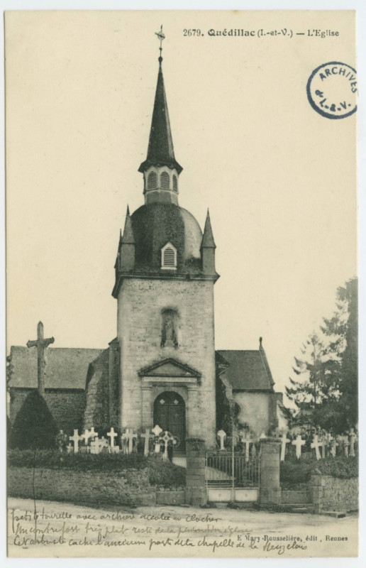 Carte postale ancienne 2679. Quédillac (I.-et-V.) - L'église