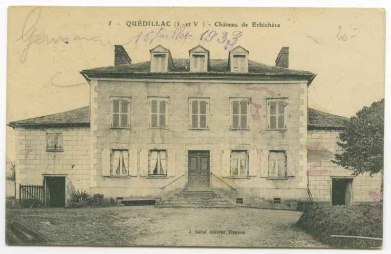 Carte postale ancienne 5 Quédillac (I.-et-V.) - Château de Erbichère