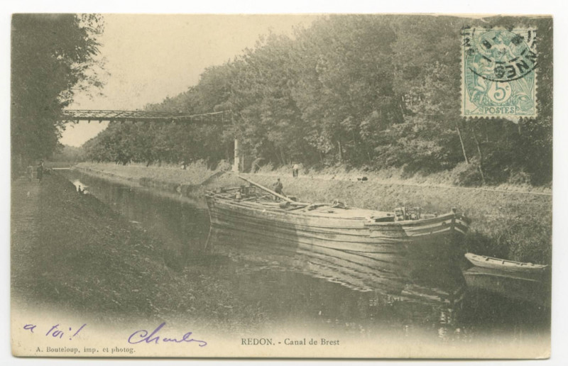 Carte postale ancienne Redon.- Canal de Brest