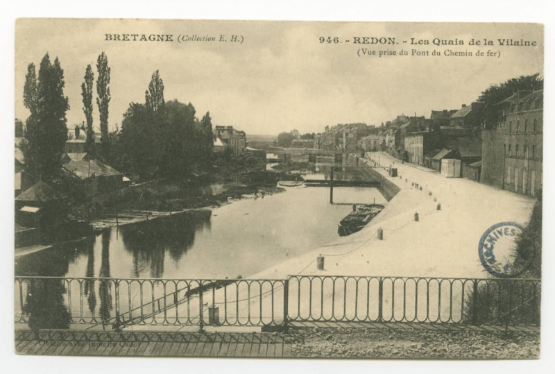 Carte postale ancienne 946.- Redon. - Les Quais de la Vilaine  (vue prise du pont de chemin de fer)