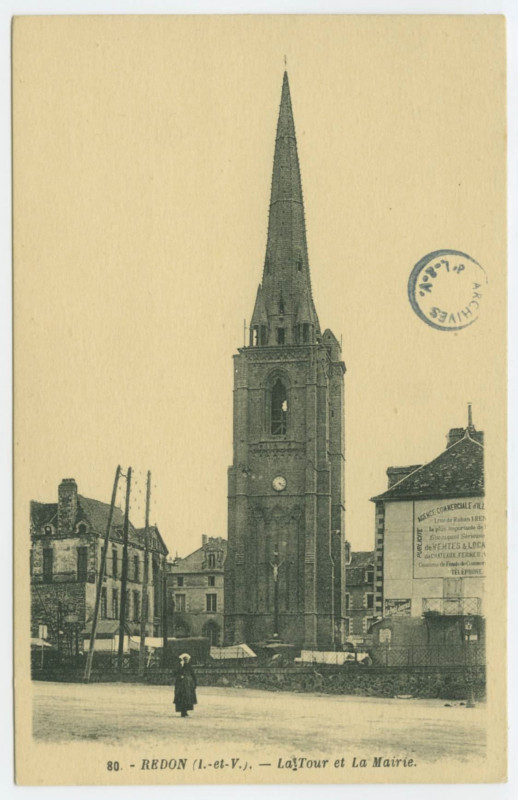 Carte postale ancienne 80. -  Redon (I.-et-V.). - La Tour et La Mairie