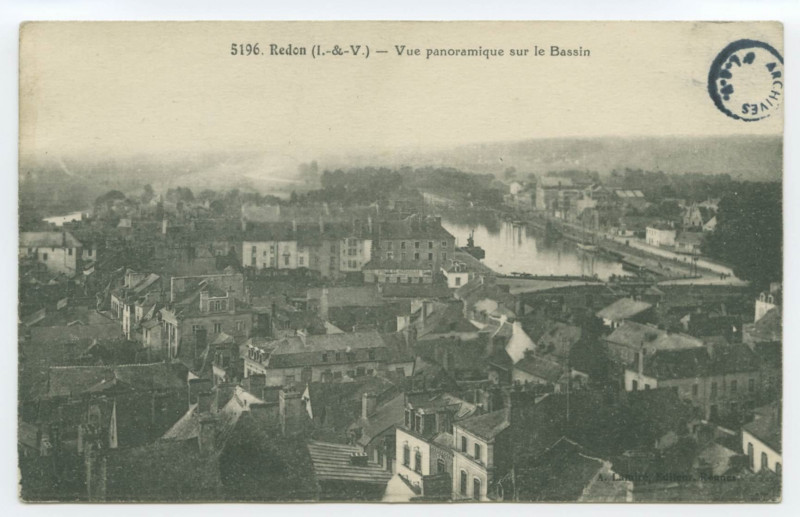 Carte postale ancienne 5196. Redon (I.-et-V.).- Vue panaramique sur le Bassin.