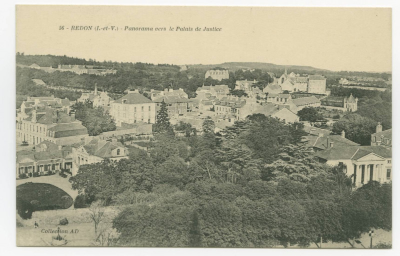 Carte postale ancienne 56 - Redon (I.-et-V.) -Panorama vers le Palais de Justice.