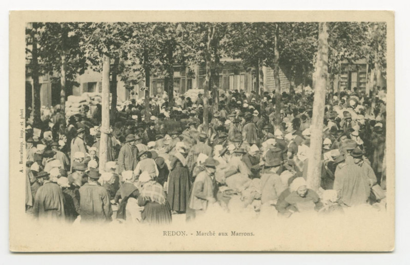 Carte postale ancienne Redon.-  Marché aux marrons