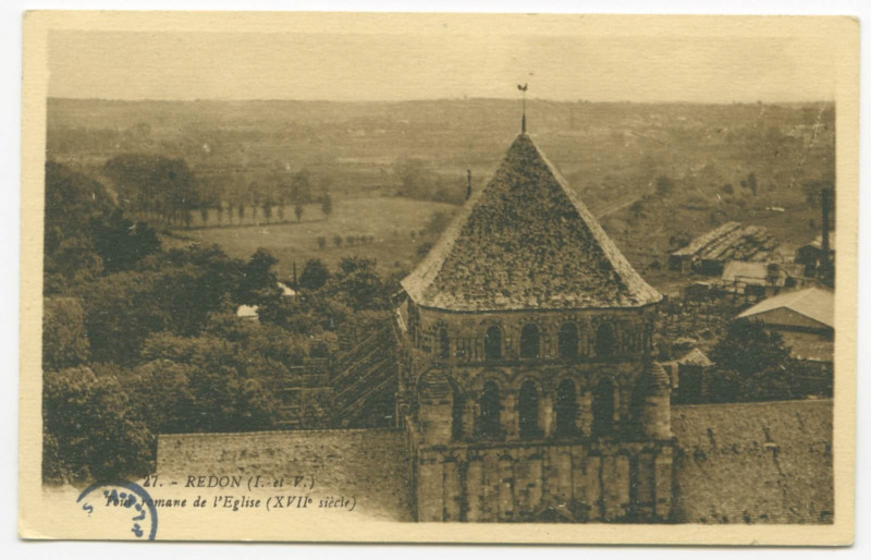 Carte postale ancienne 47.- Redon (I.-et-V.). - Tour romane de l'église (XVII°siècle)