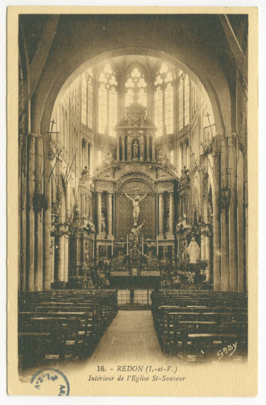 Carte postale ancienne 16. Redon (I.etV.). - Intérieur de l'Eglise St-Sauveur