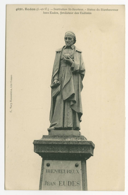 Carte postale ancienne 4691. Redon (I.et-V.). -Institution St-Sauveur.- Statue du Bienheureux Jean Eudes, fondateur ders Eudistes.