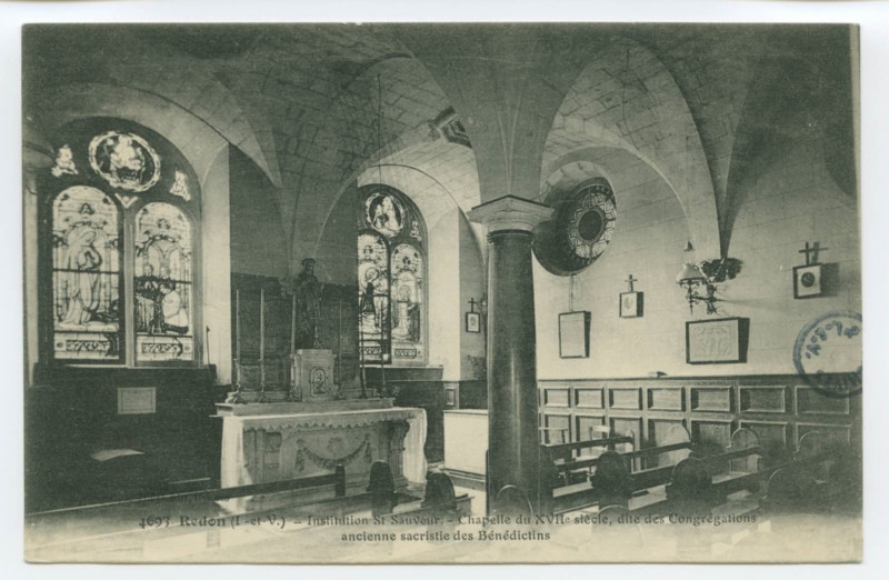 Carte postale ancienne 4693. Redon (I.etV.). - Institution St-Sauveur.- Chapelle du XVII°siècle, dite des Congrégations ancienne sacritie des Bénédictins.