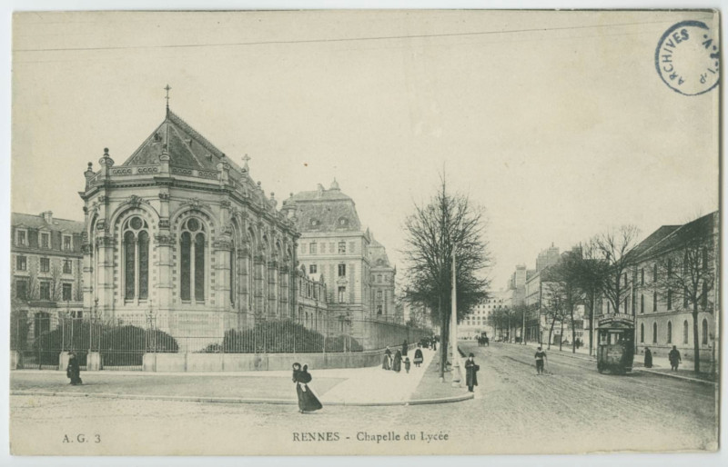 Carte postale ancienne A.G. 3 Rennes - Chapelle du Lycée
