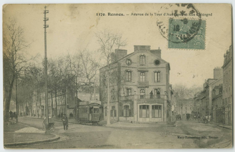 Carte postale ancienne 1170 -  Rennes - Avenue de la Tour d'Auvergne et Rue Chicogné