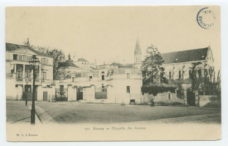 Carte postale ancienne 172. Rennes. - Chapelle des Carmes.