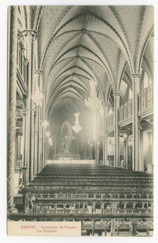 Carte postale ancienne Rennes. - Institution St-Vincent. La Chapelle.