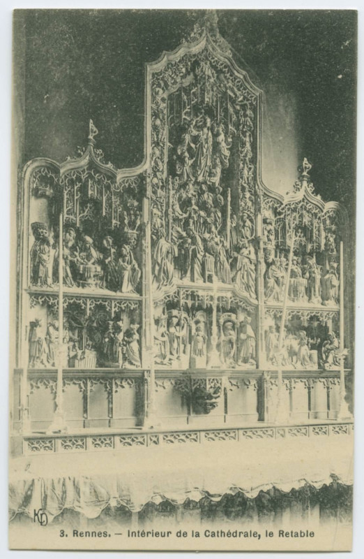 Carte postale ancienne 3. Rennes. - Intérieur de la Cathédrale, le Retable