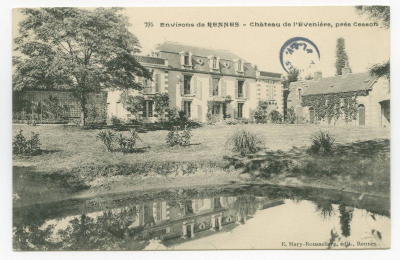 Carte postale ancienne 795. Environs de Rennes  - Château de l'Evenière, près Cesson.
