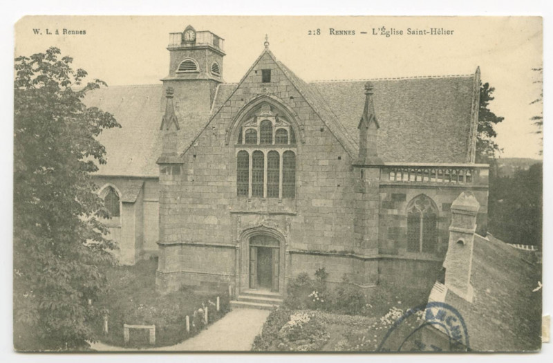 Carte postale ancienne 218. Rennes - L'Eglise de Saint-Hélier