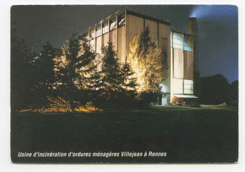 Carte postale ancienne Rennes - Usine d'incinération d'ordures ménagères Villejean à Rennes.