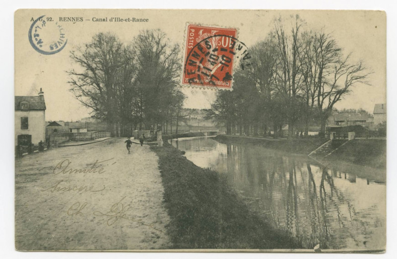 Carte postale ancienne Rennes. - Canal d'Ille-et-Rance