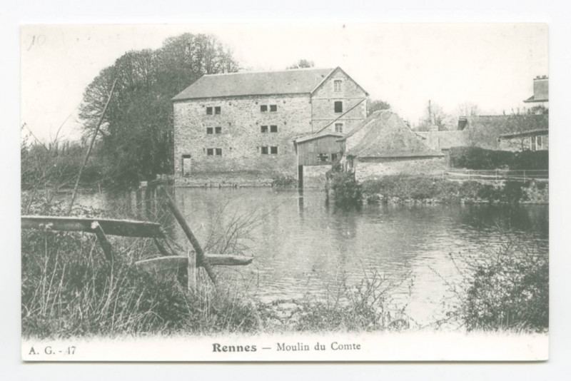 Carte postale ancienne Rennes. - Le Moulin du Comte.
