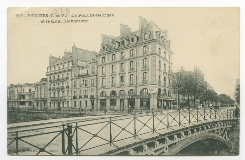 Carte postale ancienne 2259. - Rennes (I.-et-V.). - Le Pont St-Georges et le Quai Richemont.