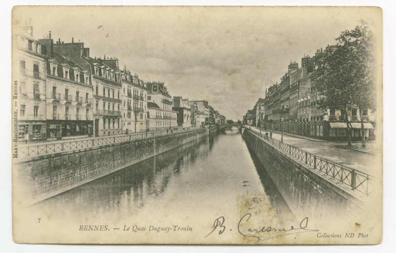 Carte postale ancienne Rennes. - Le Quai Duguay-Trouin