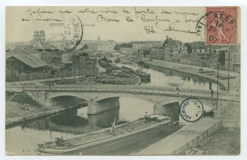 Carte postale ancienne Rennes. - Vue Generale.