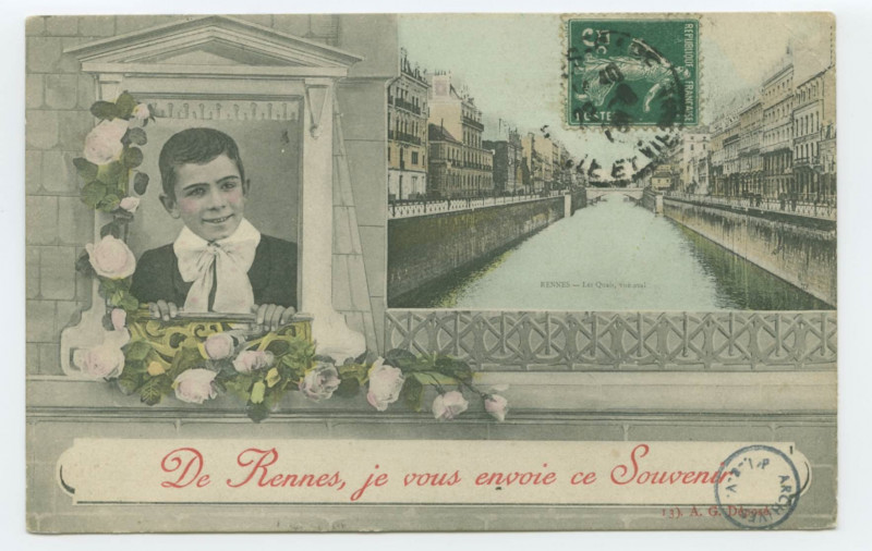 Carte postale ancienne De RENNES, je vous envoie ce Souvenir. - Rennes. - Les Quais, vue aval.