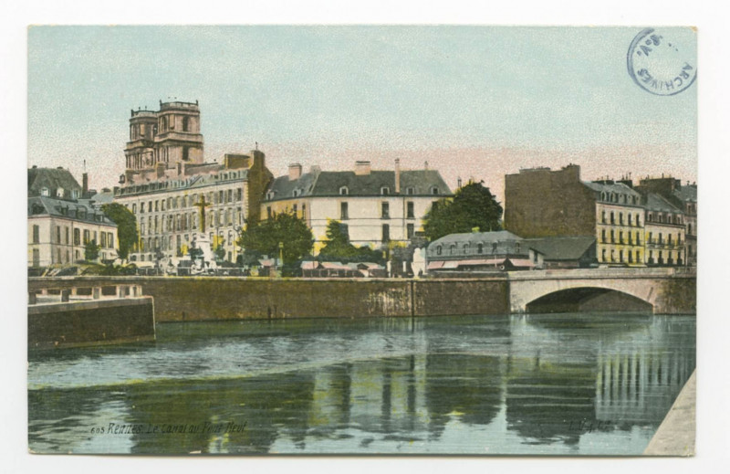 Carte postale ancienne 605. - Rennes. - Le Canal au Pont-Neuf.